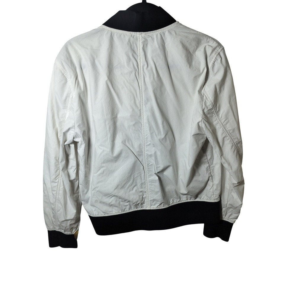 BLACKBARRETT by Neil Barrett Mens White Bomber Jacket Black Ribbed Trim Full Zip - Picture 6 of 11